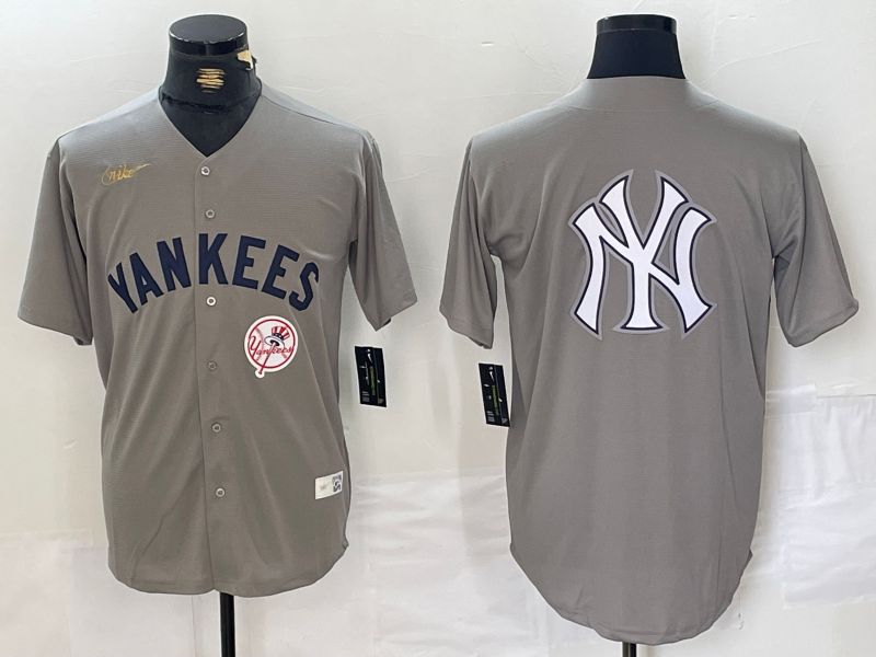 Men New York Yankees Blank Grey Throwback Nike Game 2024 MLB Jersey style 17